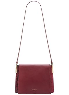 Real leather crossbody bag TWINSET - Wine