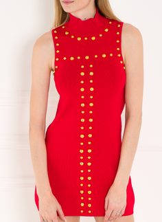 Dámske červené šaty Guess s aplikáciami