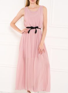 Dlouhé šaty světle růžové plizované