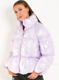 Dámská zimní bunda perleťová fialová
