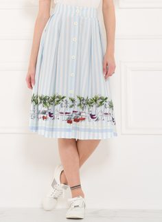 Dámska sukňa s pruhmi modrá - biela