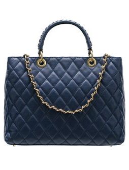 Damska skórzana torebka do ręki Glamorous by Glam - niebieski -
