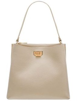 Dámská kožená kabelka se zlatými detaily - béžová -