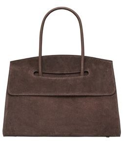 Tmavě hnědá kabelka z pravé kůže - semiš -