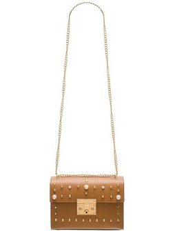 Damska skórzana crossbody torebka Glamorous by GLAM - brązowy -