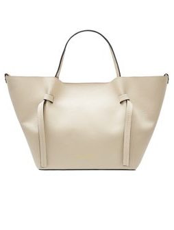 Kožená kabelka s červenou podšívkou béžová -