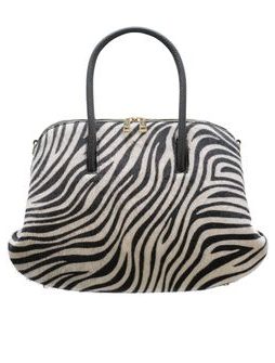 Kožená kabelka malá s dvojitým zipem a srstí - zebra -