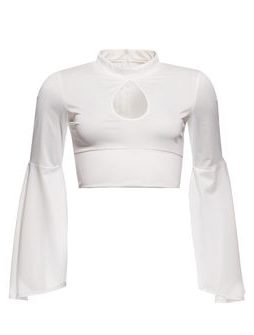 Dámský luxusní crop top s volány - bílá -