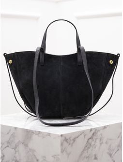 Dámská kabelka z broušené kůže černá -