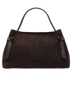 Kožená kabelka z broušené kůže do ruky tmavě hnědá -