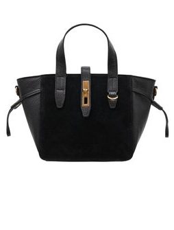 Dámská kožená kabelka do ruky z broušené kůže černá -