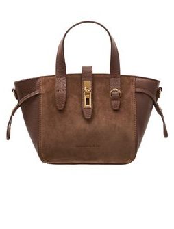 Dámská kožená kabelka do ruky z broušené kůže hnědá -