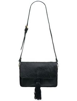 Bolso de cuero crossbody para mujer Due Linee - Negro -