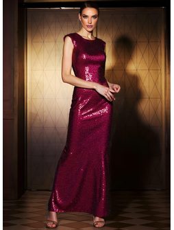 Vestido largo de mujer Due Linee - Borgoña -