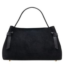 Kožená kabelka z broušené kůže do ruky černá -