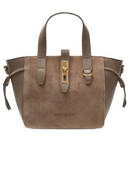 Dámská kožená kabelka do ruky z broušené kůže taupe -