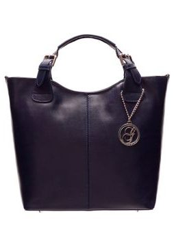 Dámská kožená kabelka do ruky - tmavě modrá -