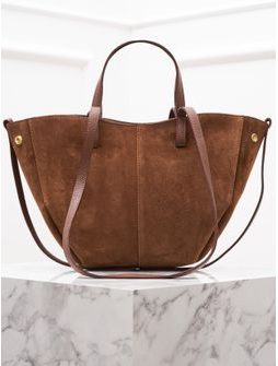 Dámská kabelka z broušené kůže hnědá -