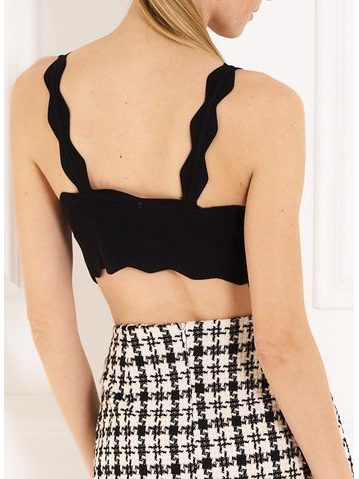 Dámsky pletený crop top - čierna -