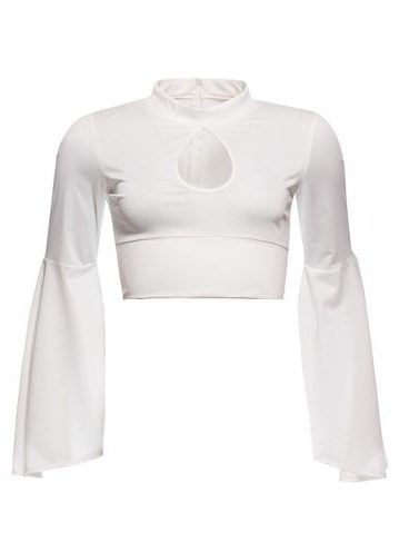 Dámske luxusné crop top s volánom - biela -