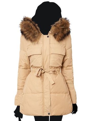 Winter jacket with real fox fur Due Linee - Beige -