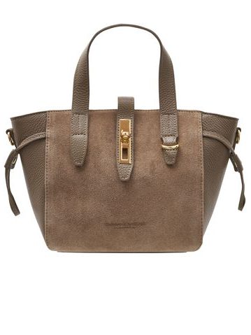 Dámská kožená kabelka do ruky z broušené kůže taupe -