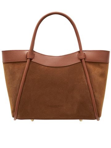 Kožená kabelka do ruky hnědá broušená kůže -