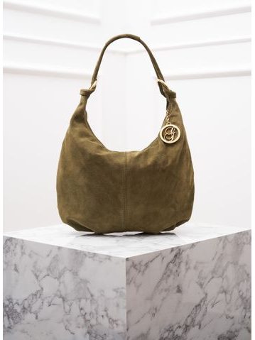 Kabelka z broušené kůže přes rameno černá -