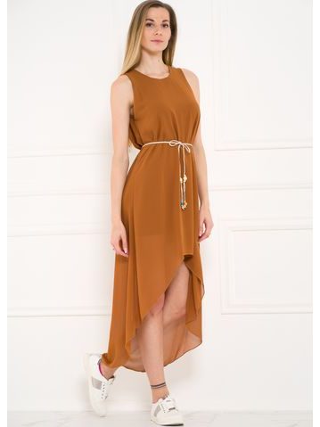 Dámské letní šaty asymetrické odstín hnědé -
