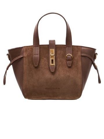 Dámská kožená kabelka do ruky z broušené kůže hnědá -