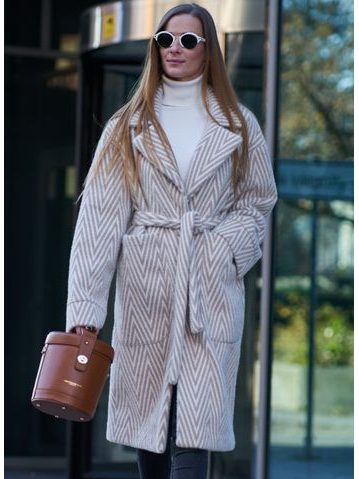 Women's coat Due Linee - Beige -
