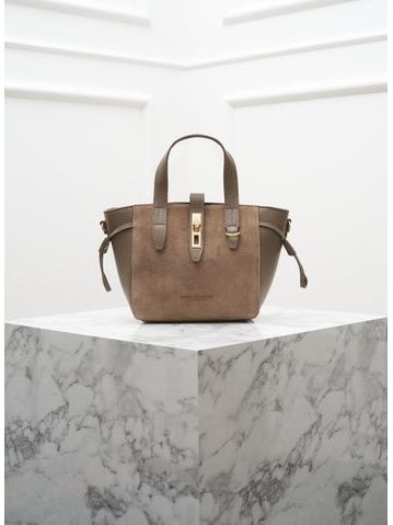 Kožená kabelka do ruky černá broušená kůže -