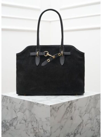 Kabelka z broušené kůže přes rameno černá -