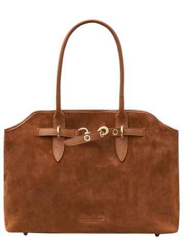 Kabelka z broušené kůže přes rameno tmavě coyo -