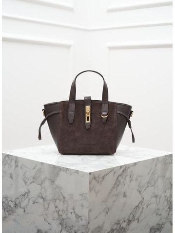 Kožená kabelka do ruky černá broušená kůže -