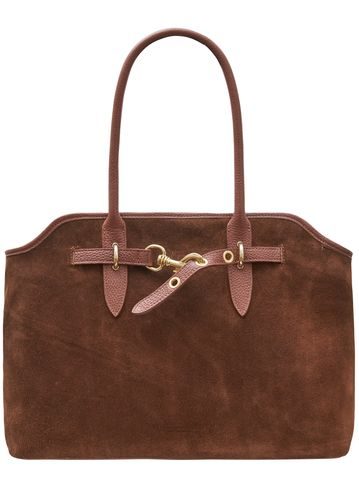 Kabelka z broušené kůže přes rameno hnědá -