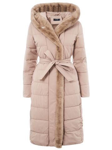 Dámská kožená kabelka přes velká rameno se srstí a zdobením - béžová -