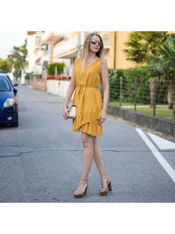 Rochie de damă bandaj GLAM&GLAMADISE - Galbenă -