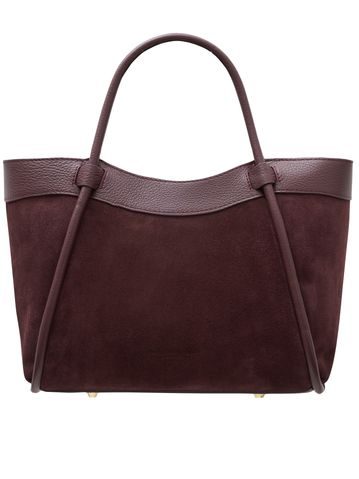 Kožená kabelka do ruky vínová broušená kůže -