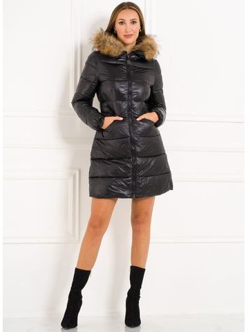 Winter jacket with real fox fur Due Linee - Black -