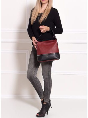 Dámská kožená crossbody kabelka se srstí a zdobením - béžová -