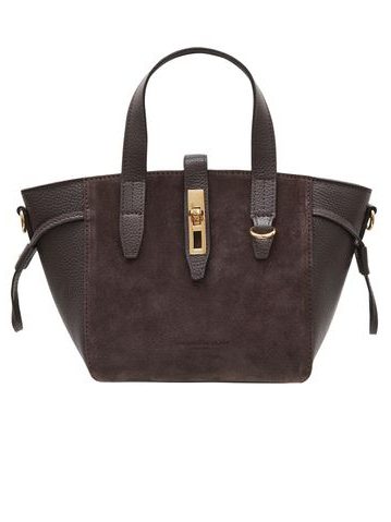 Dámská kožená kabelka do ruky z broušené kůže tmavě hnědá -