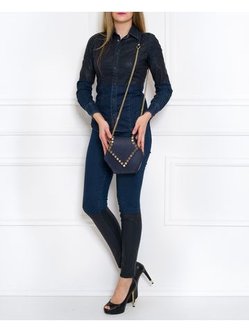 Damska skórzana crossbody torebka Glamorous by GLAM - granatowy -
