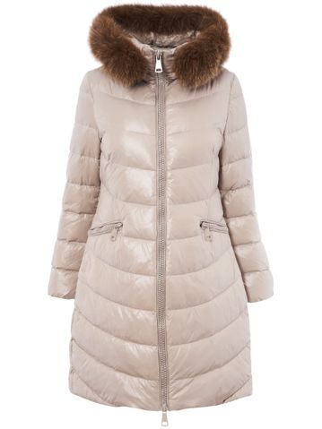 Dámská kožená kabelka přes velká rameno se srstí a zdobením - béžová -