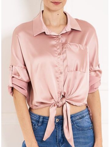 Dámský košilový top s vázáním - rosa -