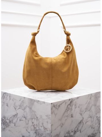 Kabelka z broušené kůže přes rameno černá -