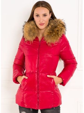 Winter jacket with real fox fur Due Linee - Red -