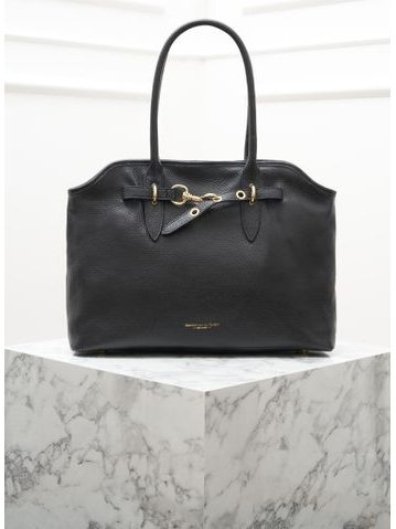 Kožená kabelka ražená černá -