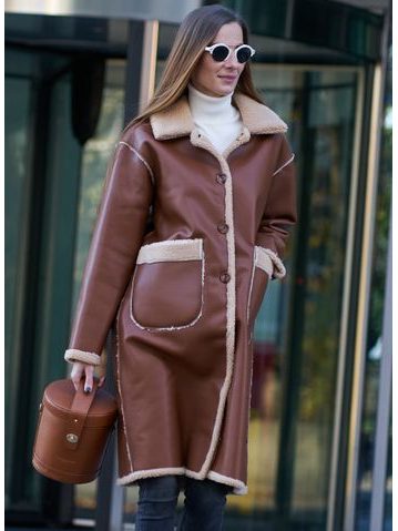 Women's coat Due Linee - Brown -