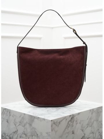 Kožená kabelka do ruky vínová broušená kůže -